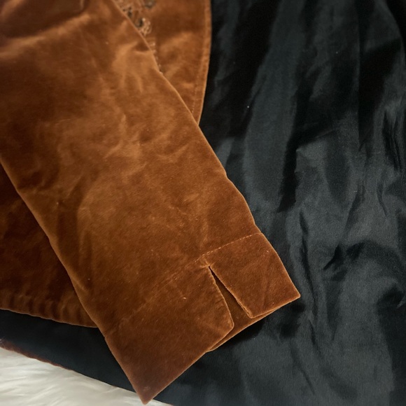 Chico's Sz 2 Rich Rust Velvet Sequined Embroidered Women’s Blazer - Picture 7 of 12